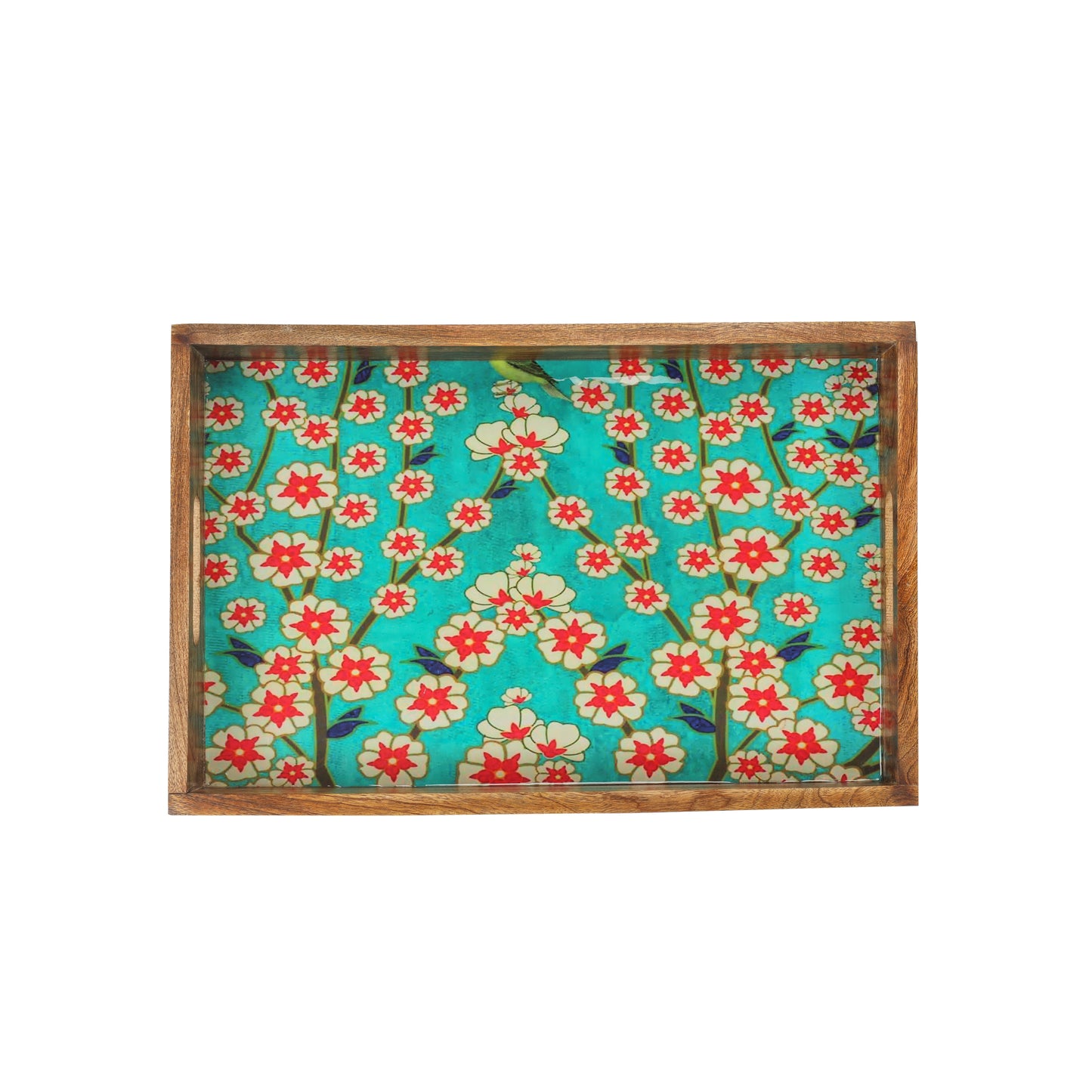 Blissful Blooms Resin And Wood Decorative Trays- Set of 3 tiramisuusa