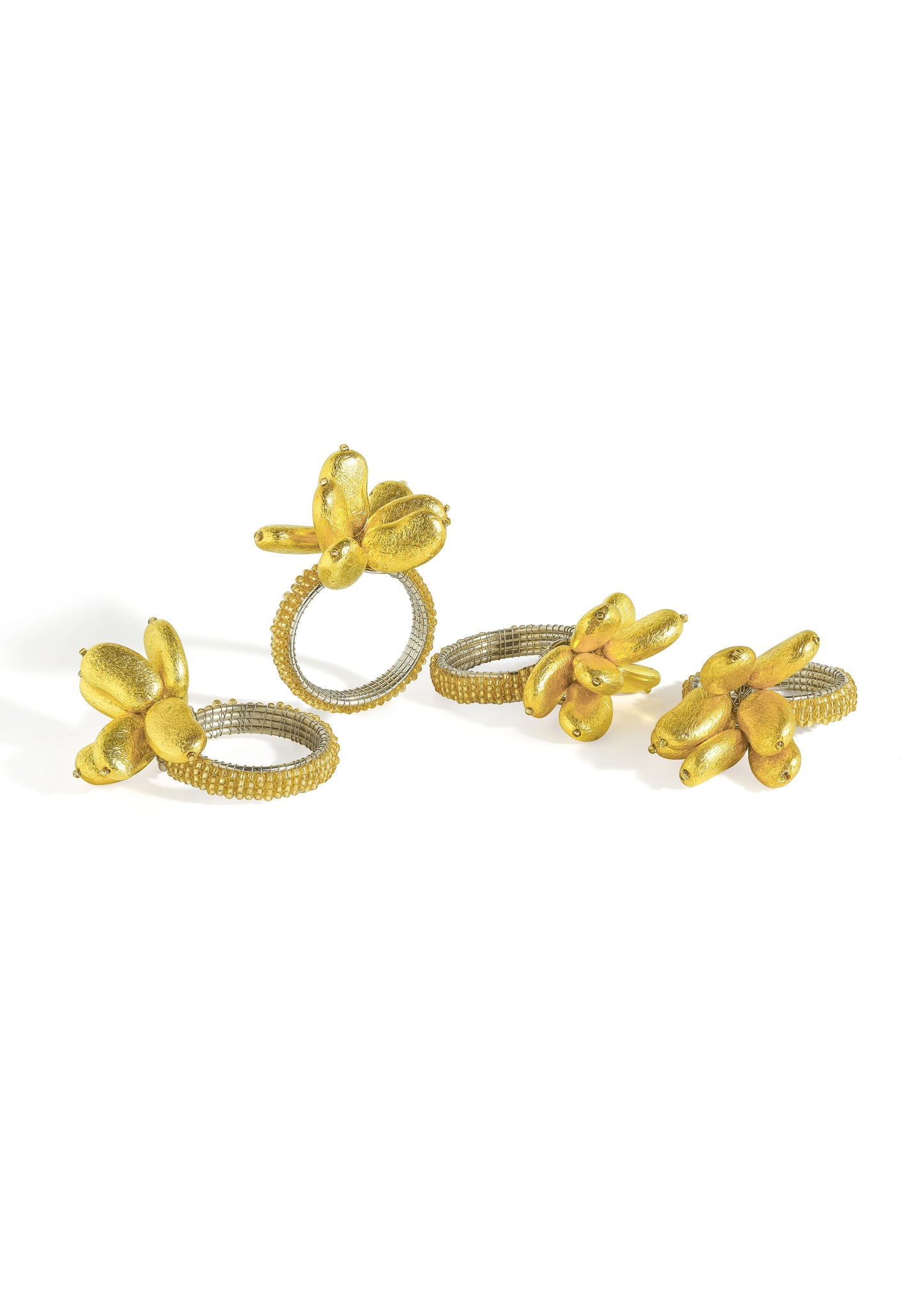 Golden Blossom Floral Napkin Rings tiramisuusa