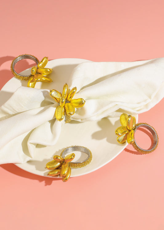 Golden Blossom Floral Napkin Rings tiramisuusa