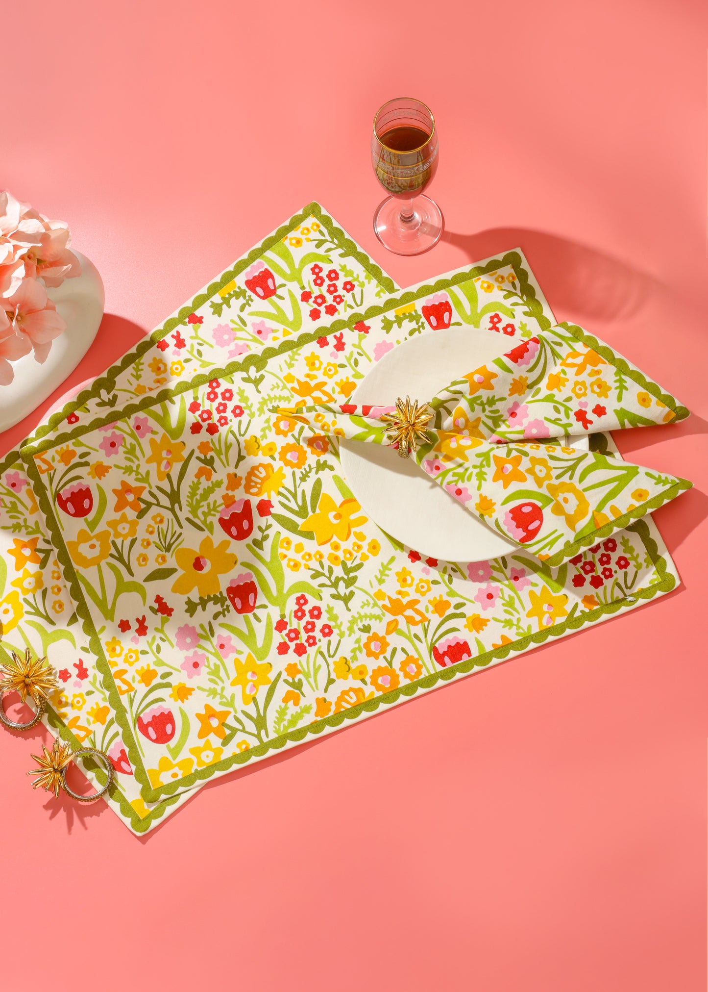 Spring Fling Block Print Cotton Placemats
