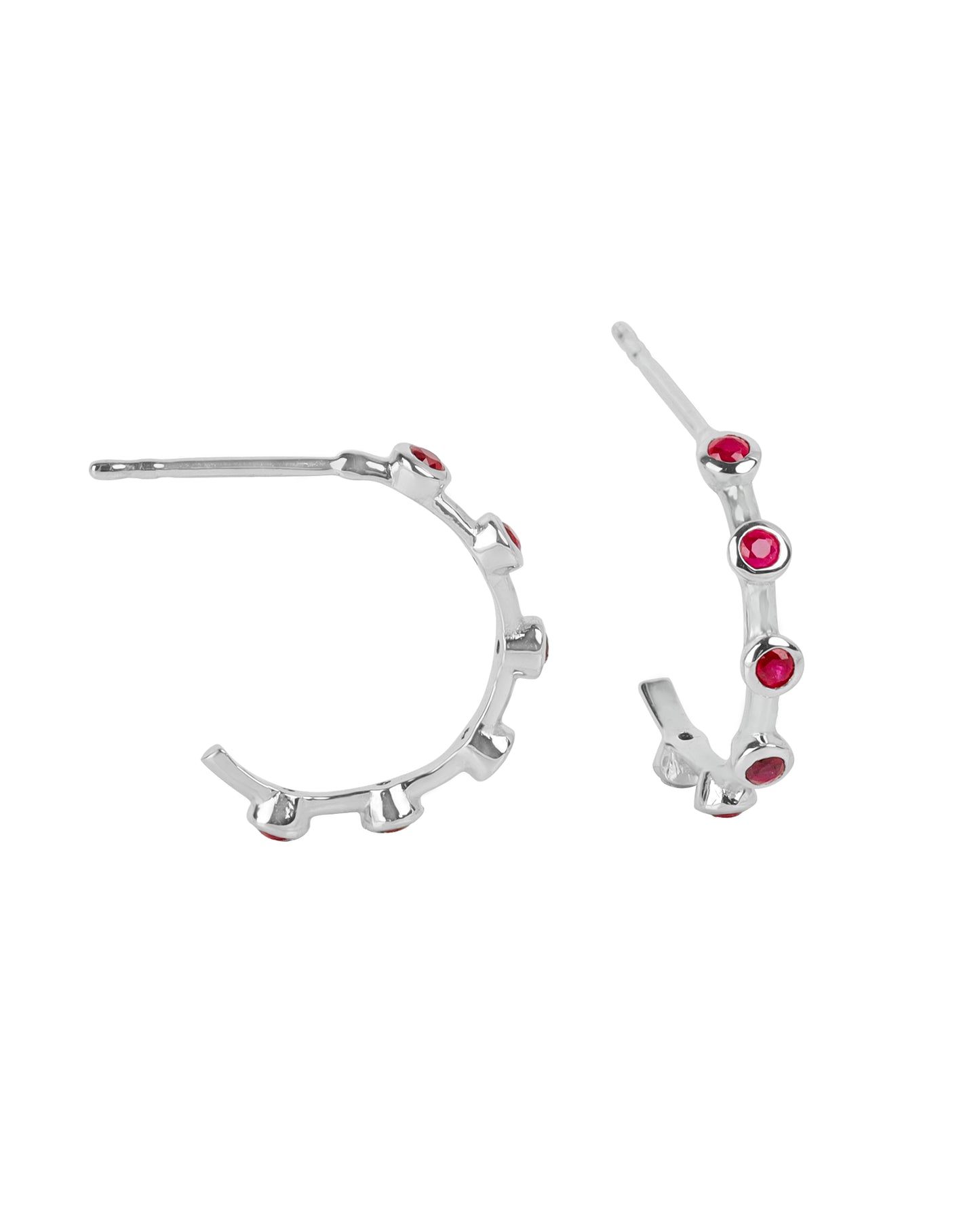 14k White Gold Ruby Gemstone Hoops tiramisuusa