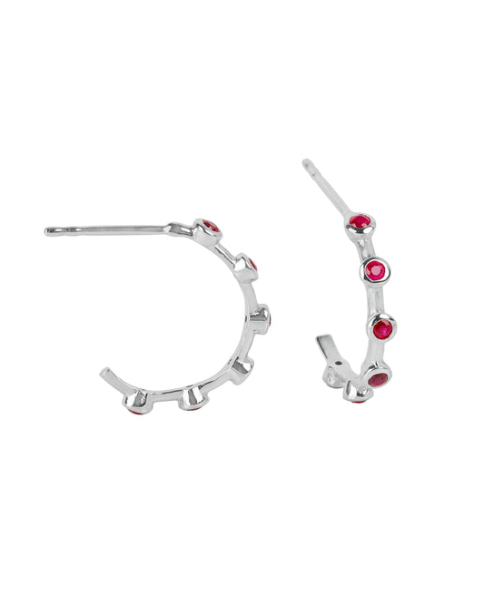 14k White Gold Ruby Gemstone Hoops tiramisuusa
