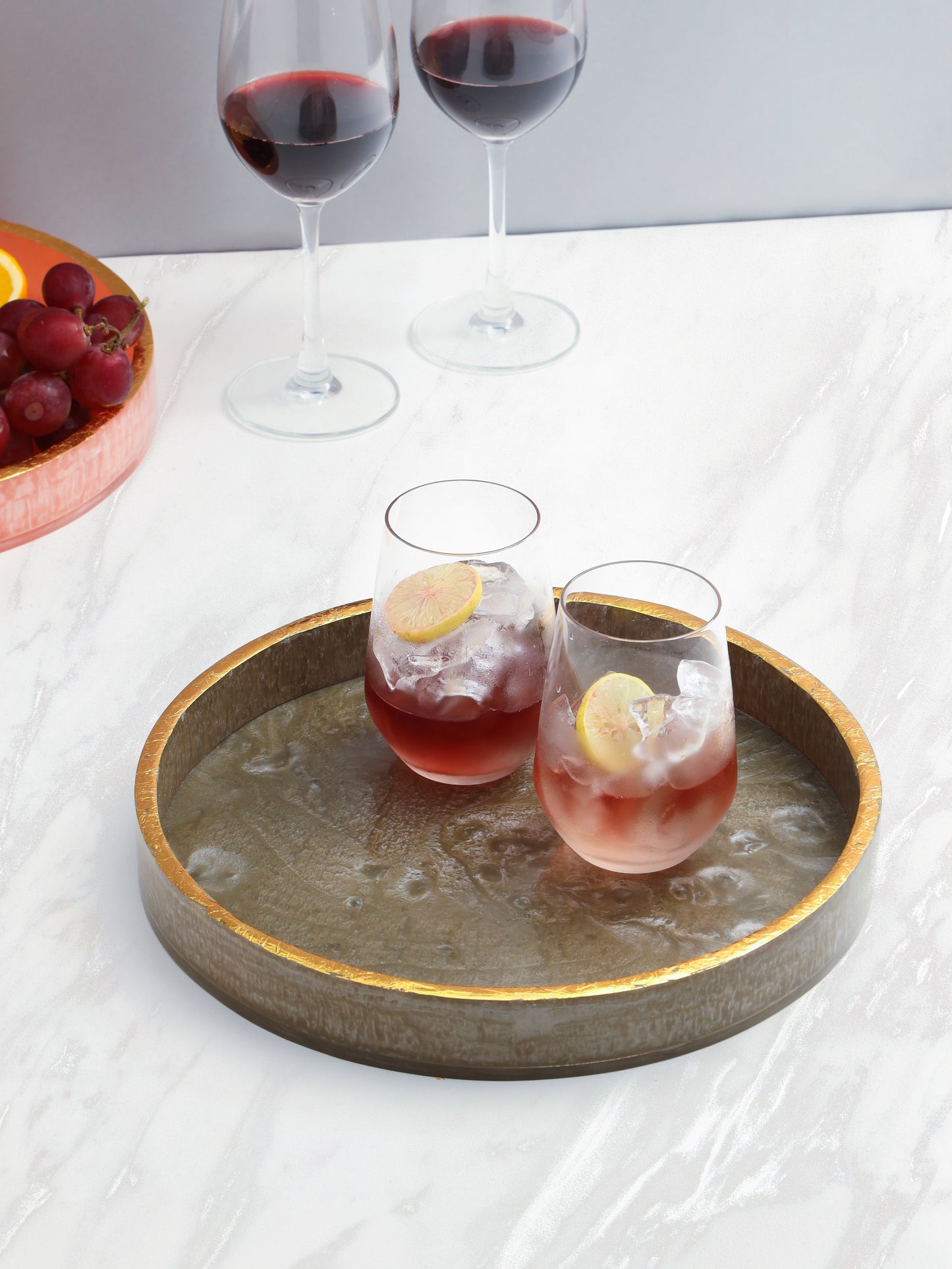 Brown Resin Round Serving Tray