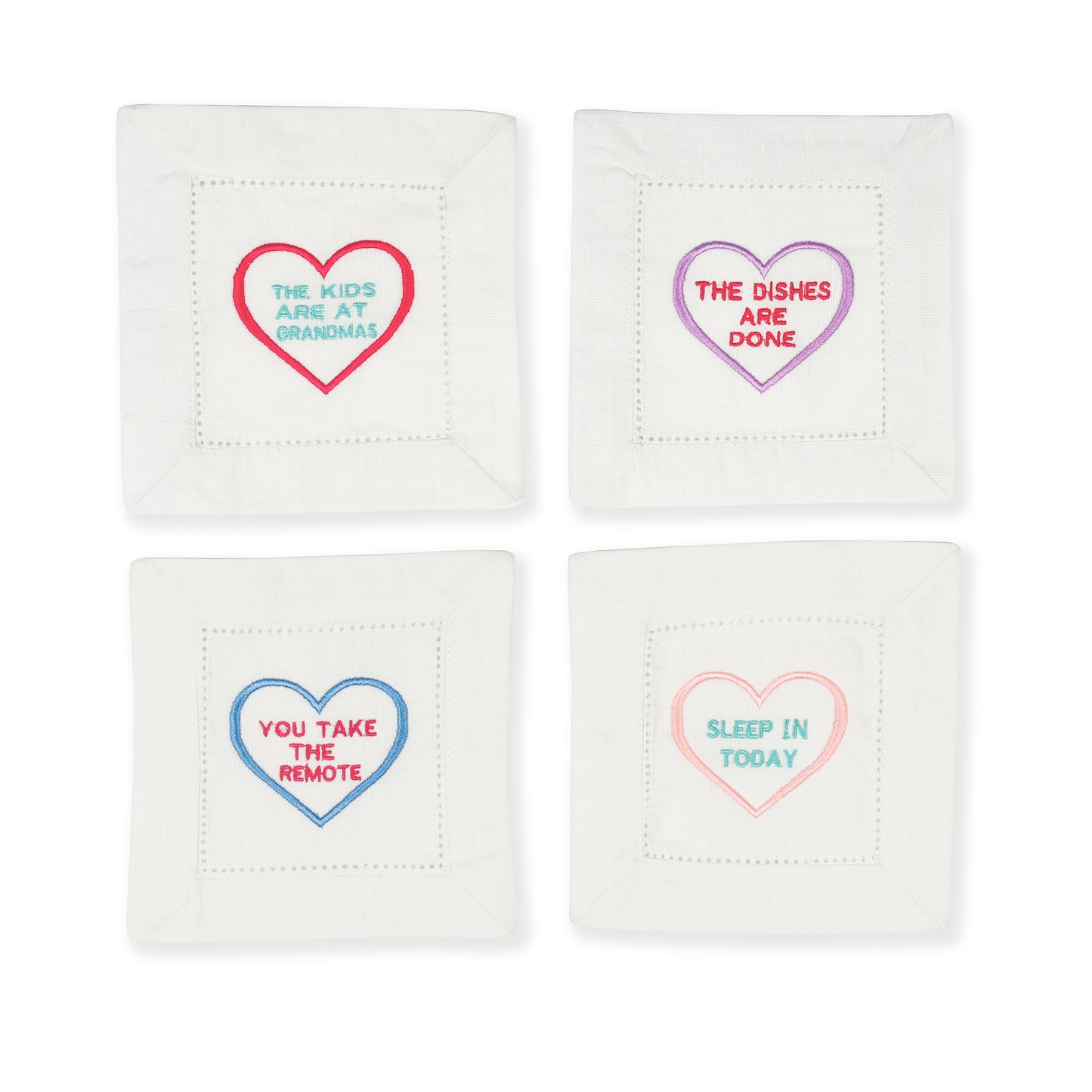 Cocktail Chuckles Embroidered Napkins tiramisuusa