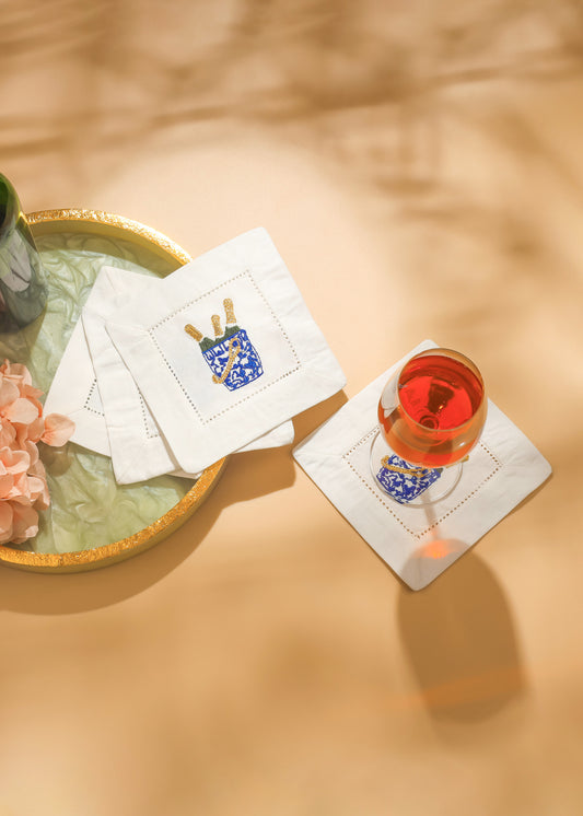 Bubbly Bliss Embroidered Cocktail Napkins tiramisuusa