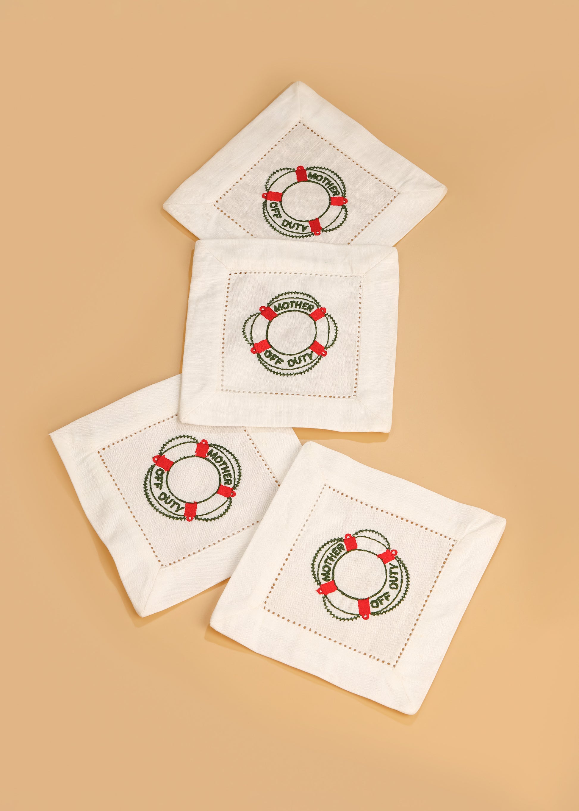 Mom's Retreat Embroidered Cocktail Napkins tiramisuusa