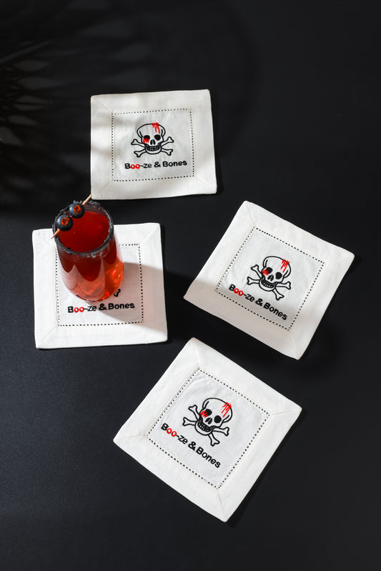 "Boo-ze & Bones" Cocktail Napkins Set