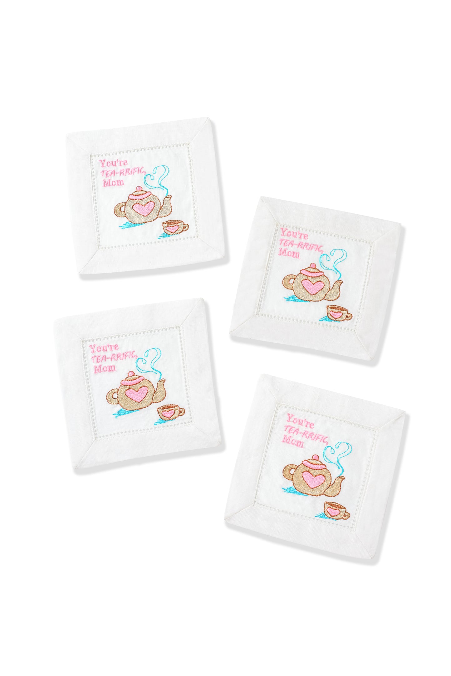 Tea-Rrific Mom Linen Cocktail Napkins – Set of 4