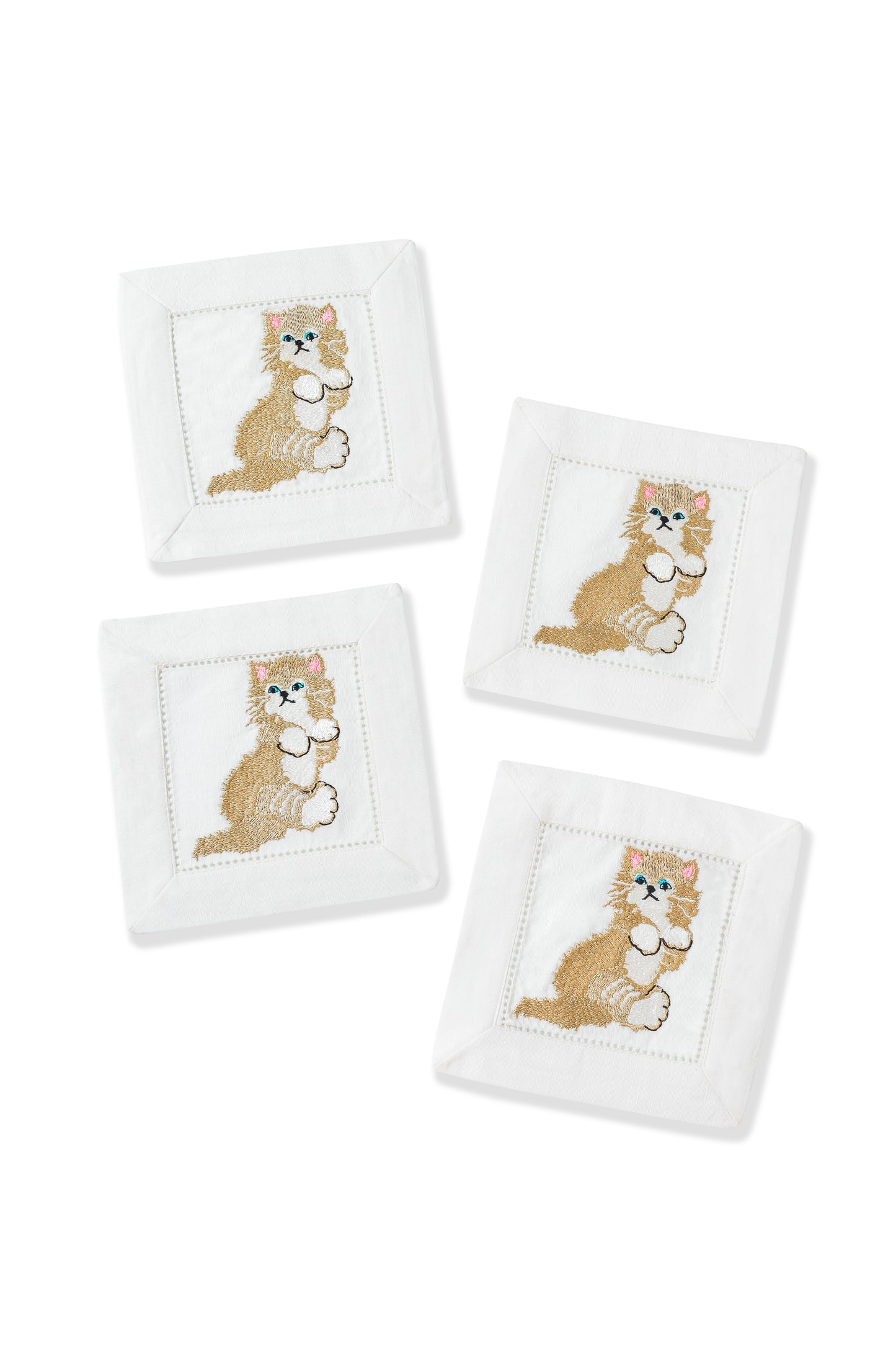 Paws & Whiskers Linen Cocktail Napkins – Set of 4