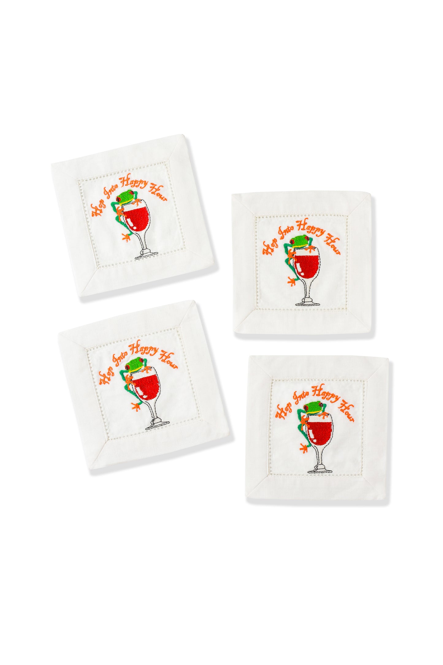 "Hop Into Happy Hour" Frog Cocktail Napkins – Set of 4