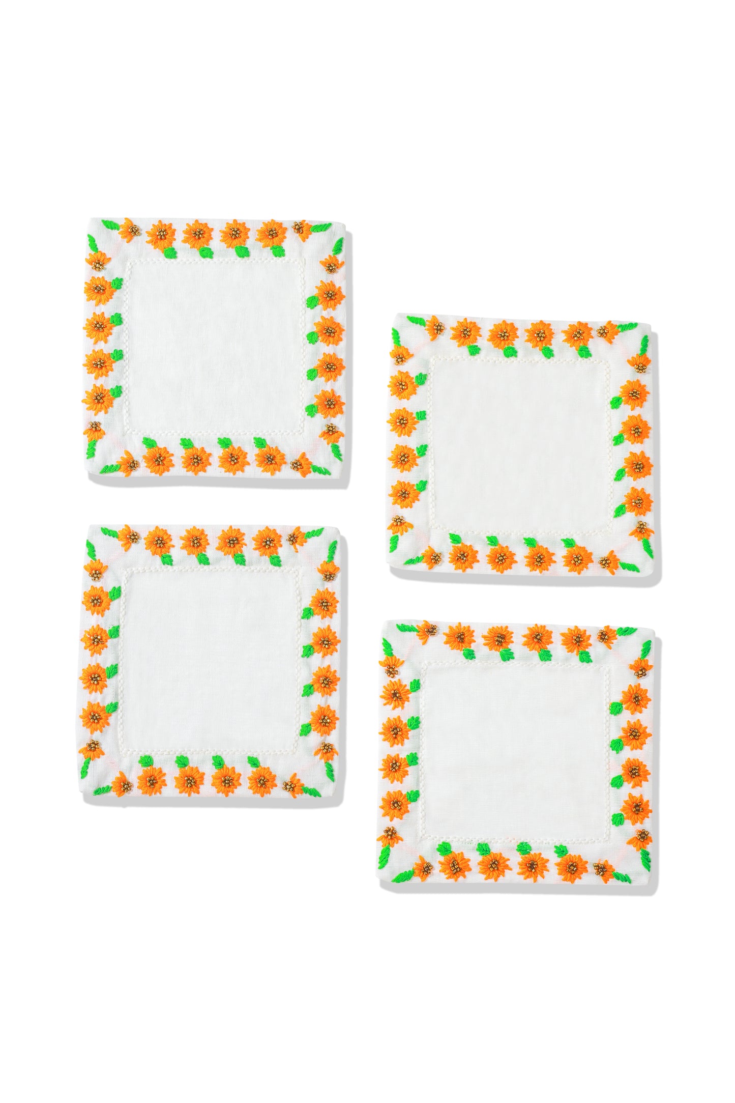 The Marigold Beaded Cocktail Napkins – Set of 4