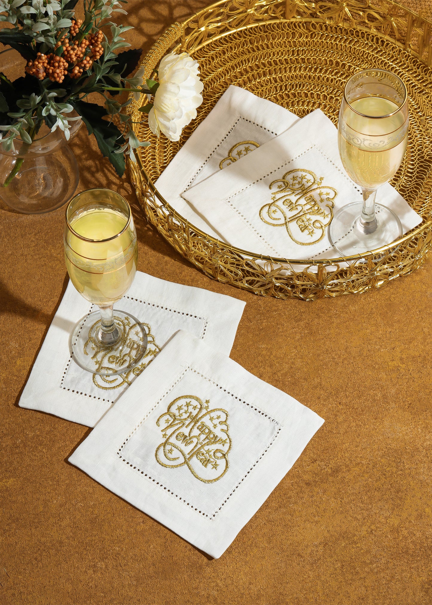 Glittering New Year Cheers Cocktail Napkins