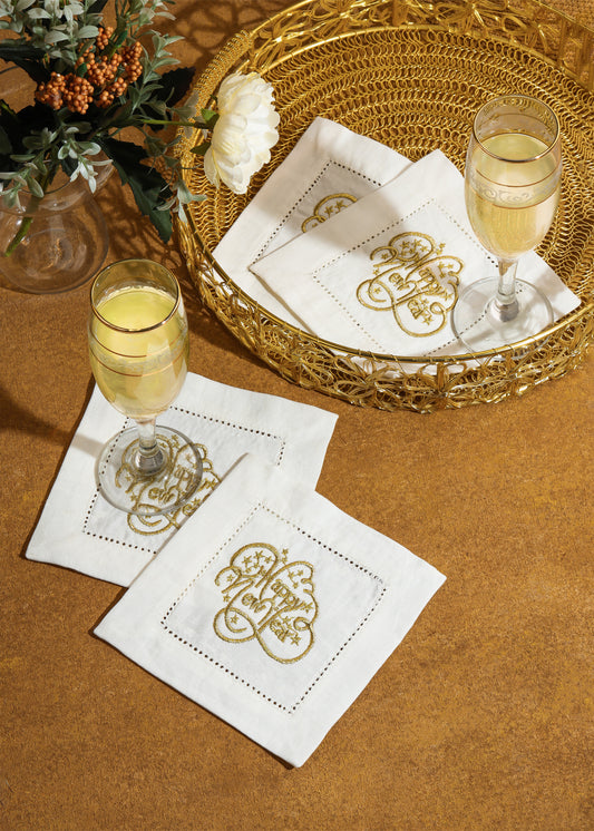 Glittering New Year Cheers Cocktail Napkins tiramisuusa