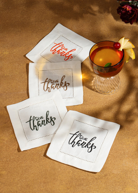Give Thanks Calligraphy Cocktail Napkins tiramisuusa