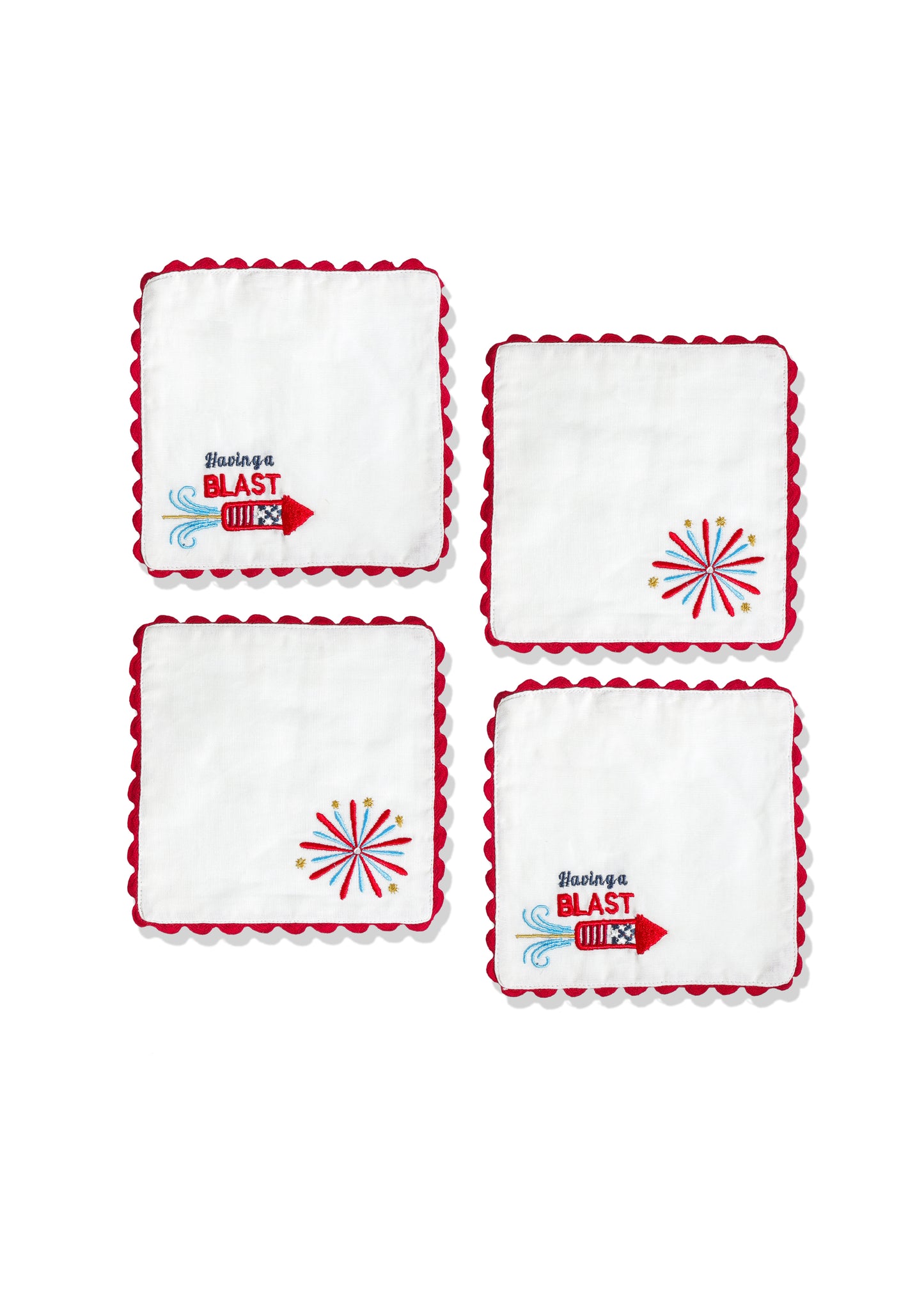 The Firecracker Scalloped Cocktail Napkins – Set of 4