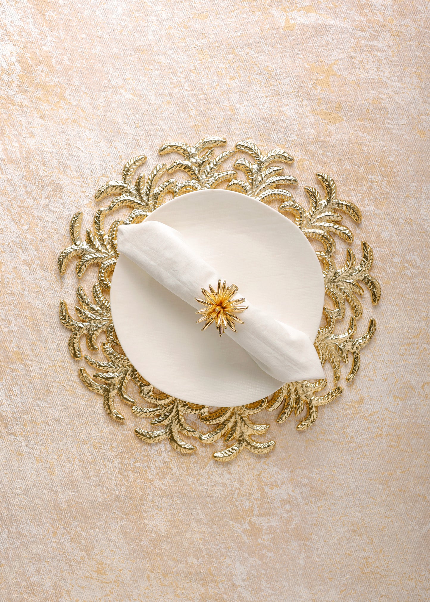 Gilded Palm Leaf Aluminum Charger Plate – 13"