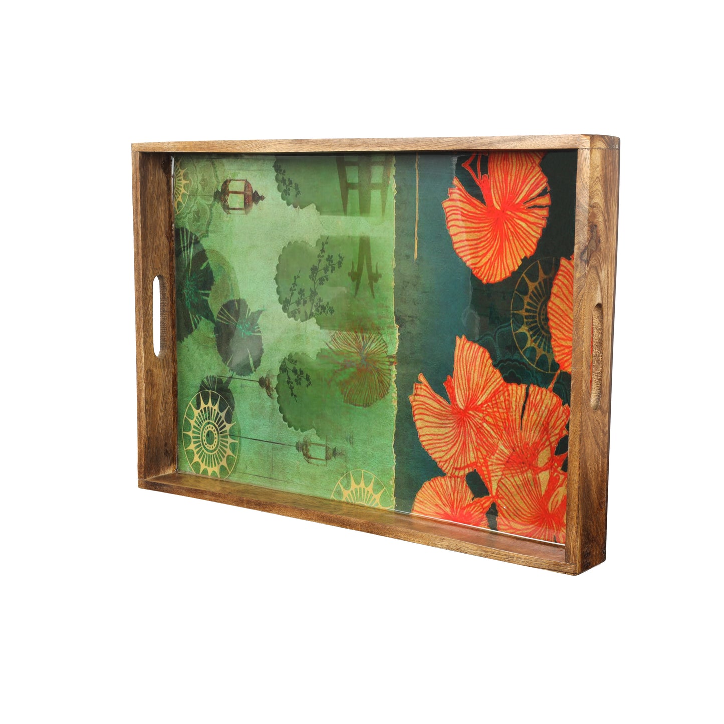 Spring Bloom Resin And Wood Decorative Trays- Set of 3 tiramisuusa