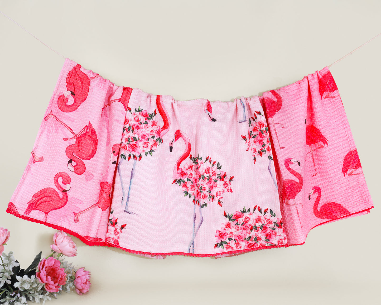 Tropical Flamingo Cotton Kitchen Towel Set