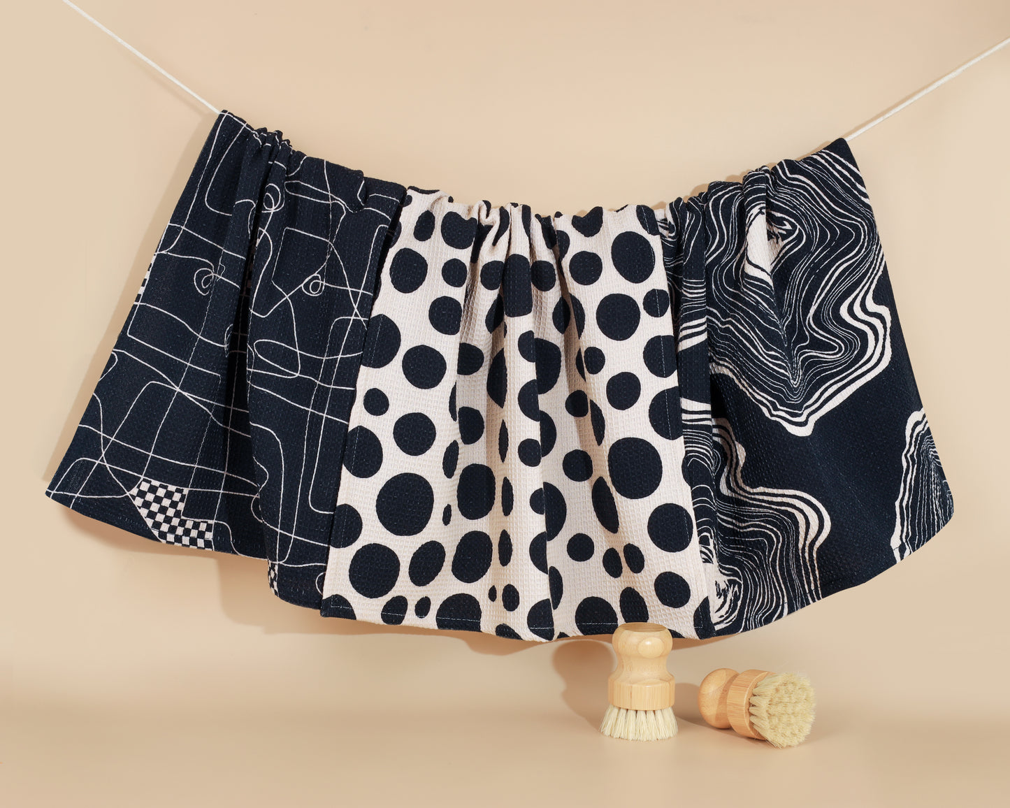 Monochrome Abstract Cotton Kitchen Towel Set