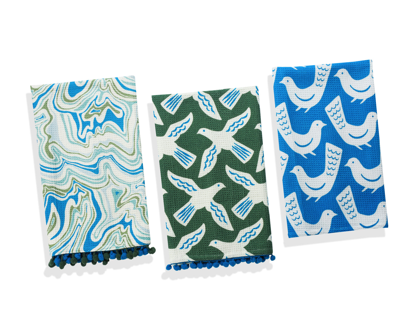 Artisan Bird & Marble Print Kitchen Towel Set