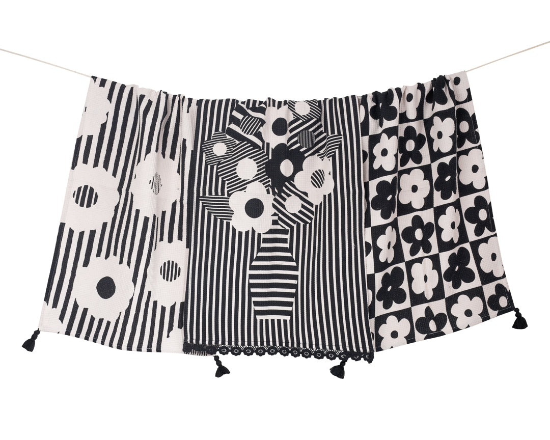 Modern Graphic Floral Kitchen Towel Set