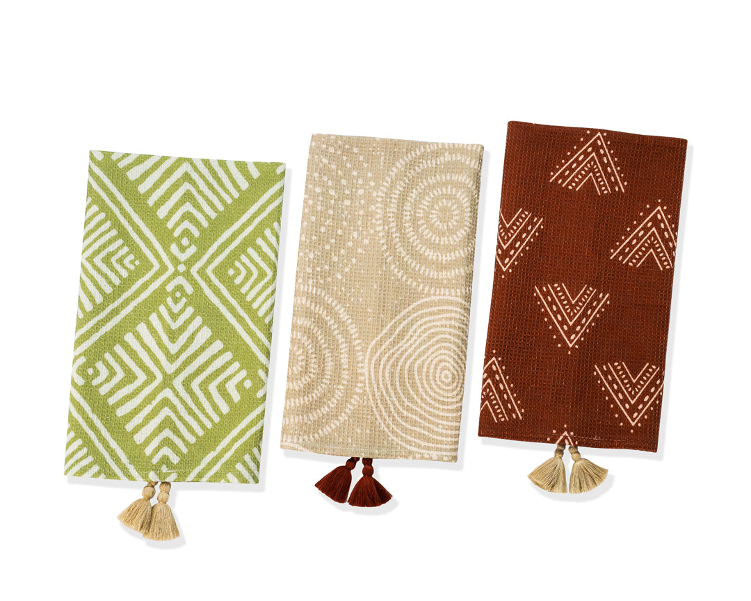 Earthy Bohemian Geometric Kitchen Towel Set