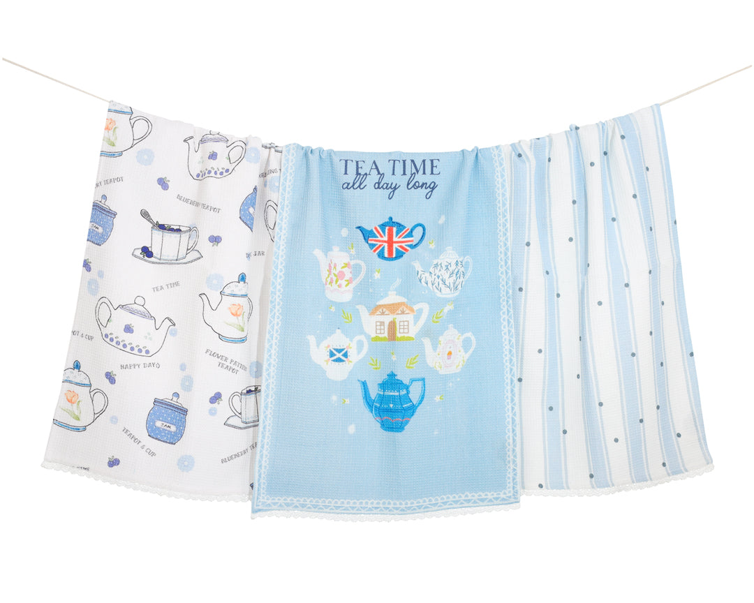 English Tea Time Cottage Kitchen Towel Set