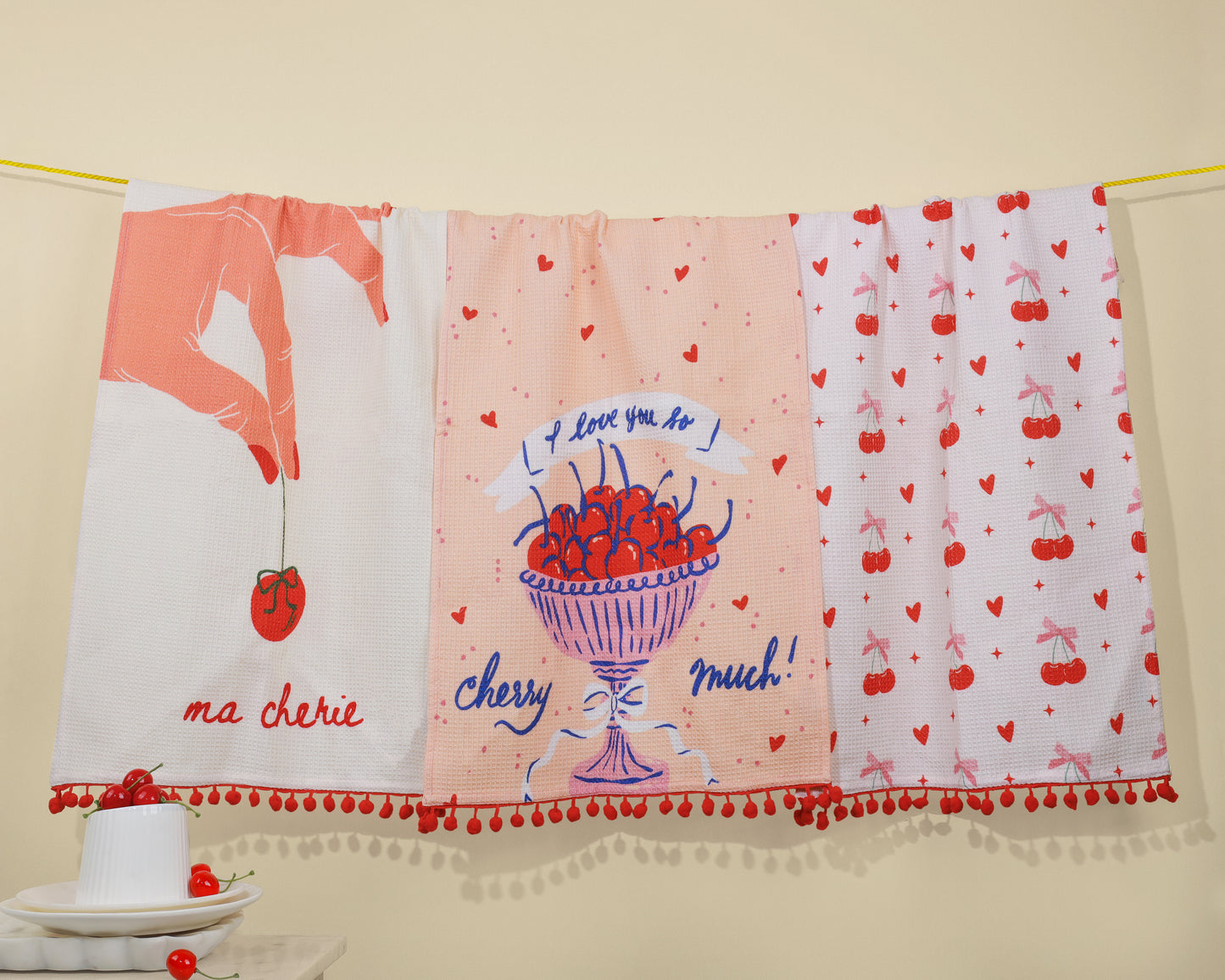 "Ma Chérie" Cherry Kitchen Towel Set