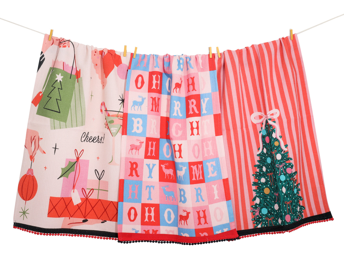 Merry & Bright" Modern Holiday Towel Set