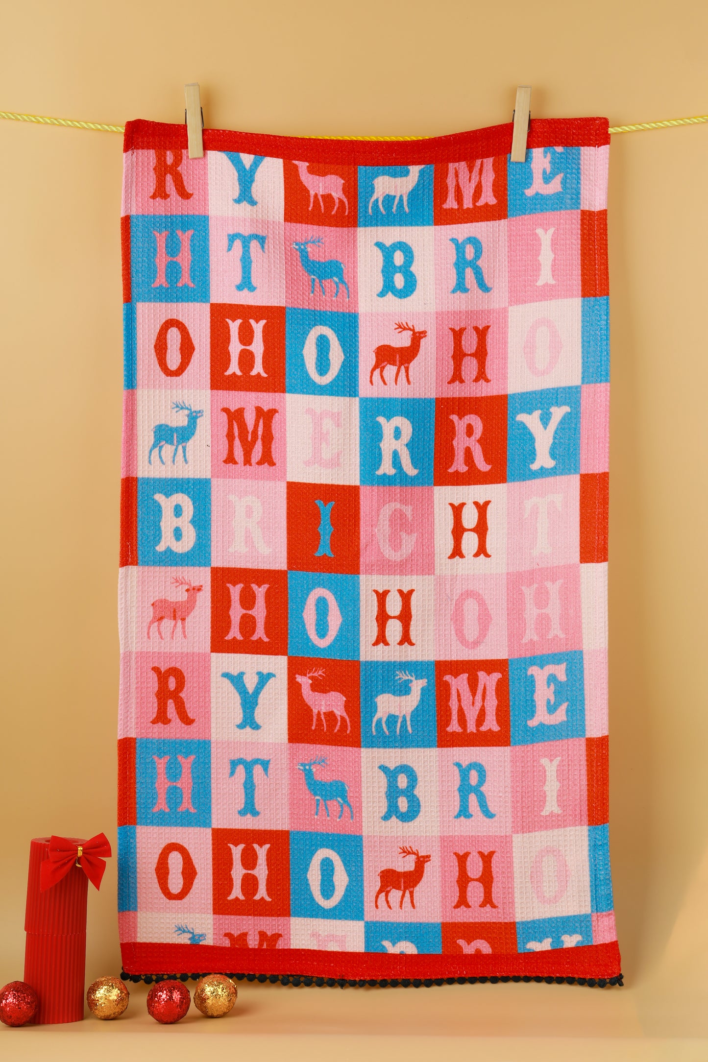 Merry & Bright" Modern Holiday Towel Set