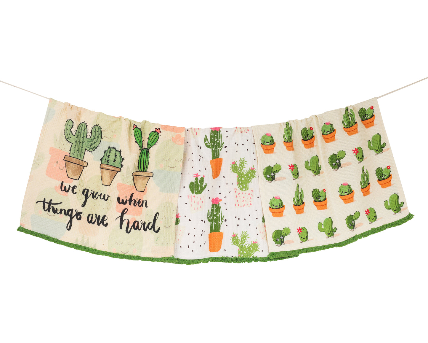 We Grow" Cactus Kitchen Towel Set