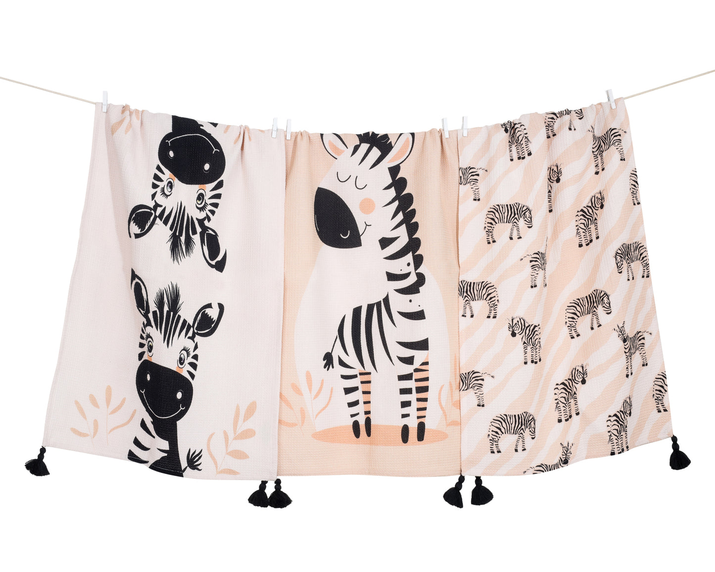 Whimsical Zebra Tassel Towel Set