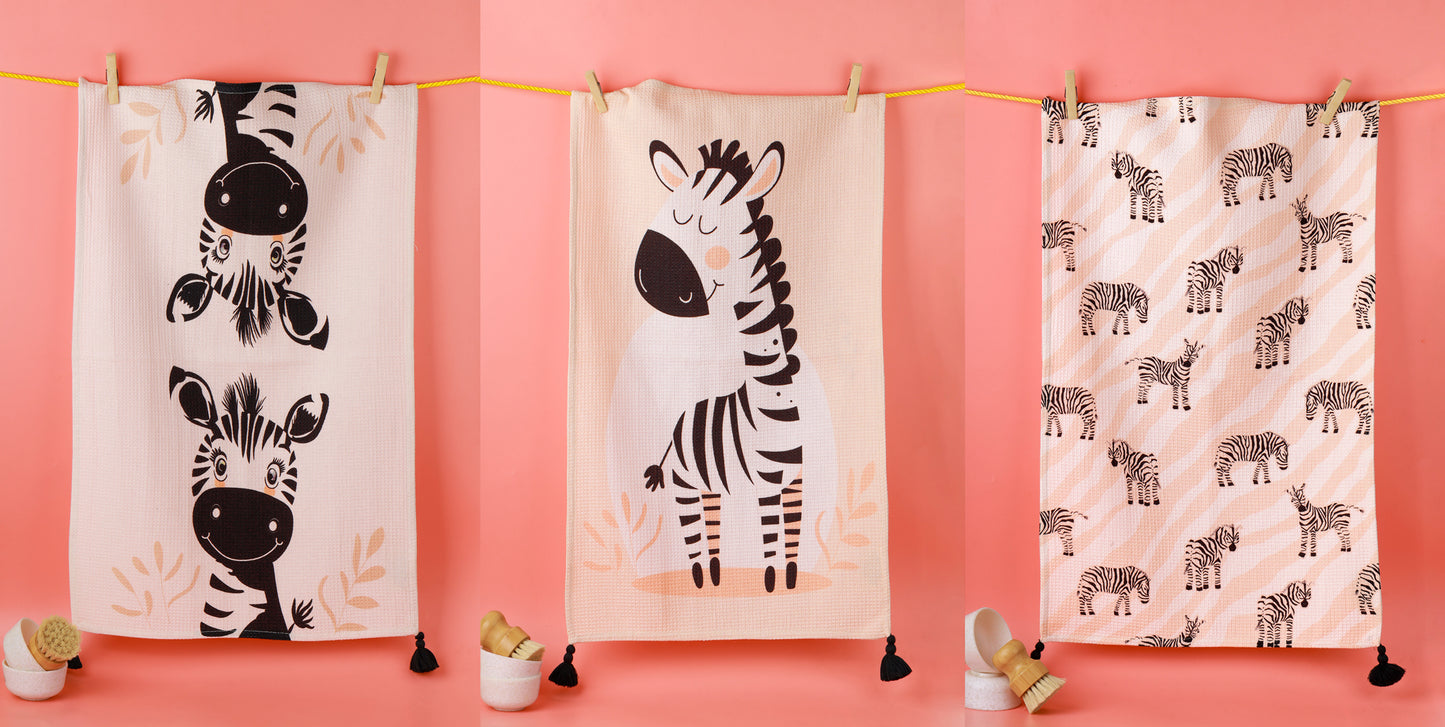 Whimsical Zebra Tassel Towel Set