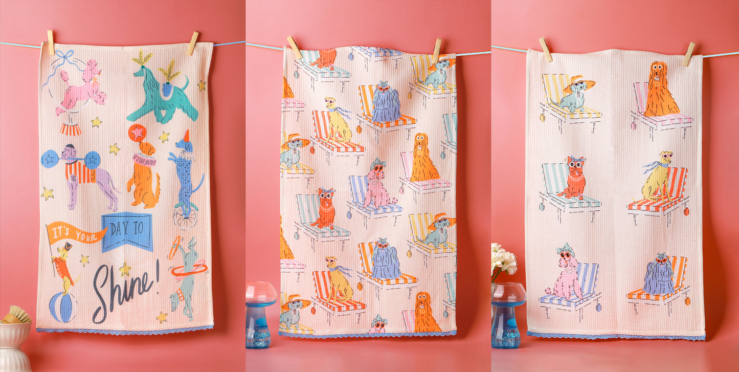 "Day to Shine" Circus Dog Towel Set