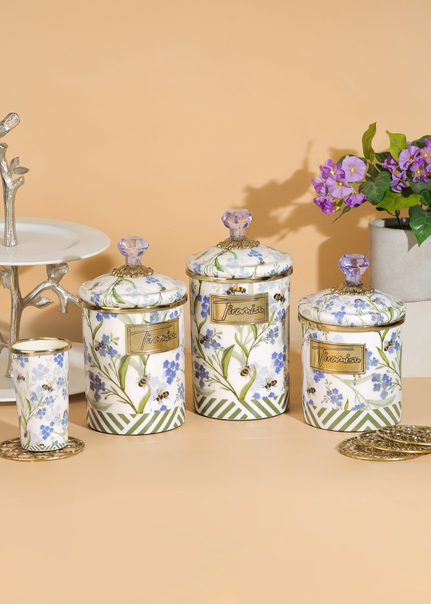 Tiramisu Bluebell Garden Decorative Kitchen Canister – Large