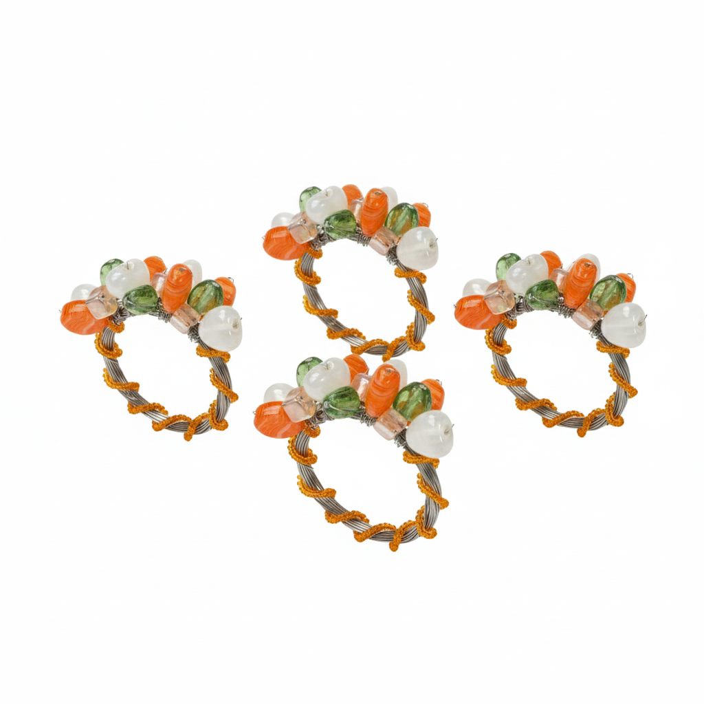Artisan Agate & Citrus Cluster Napkin Rings (Set of 4)