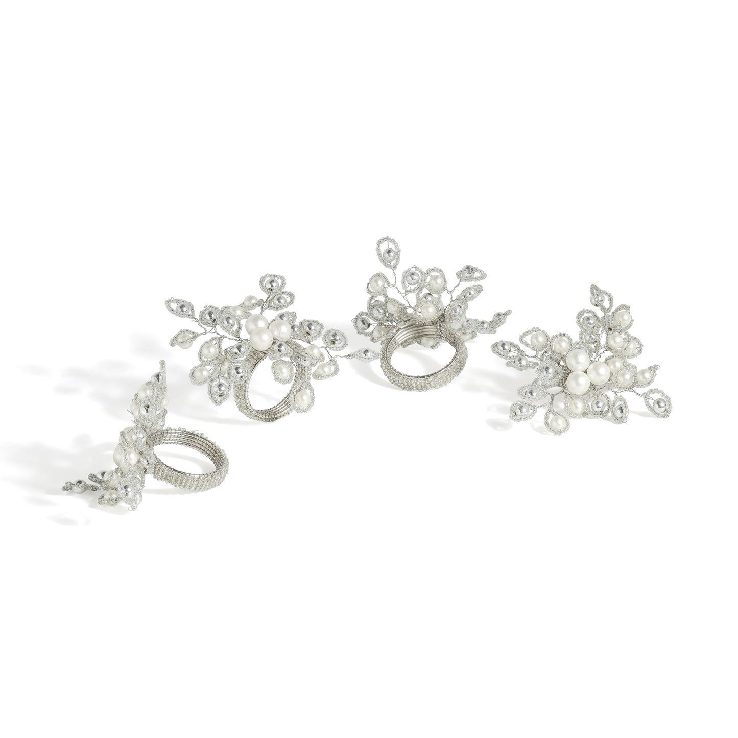 Arctic Halo Pearl & Silver Napkin Rings (Set of 4)