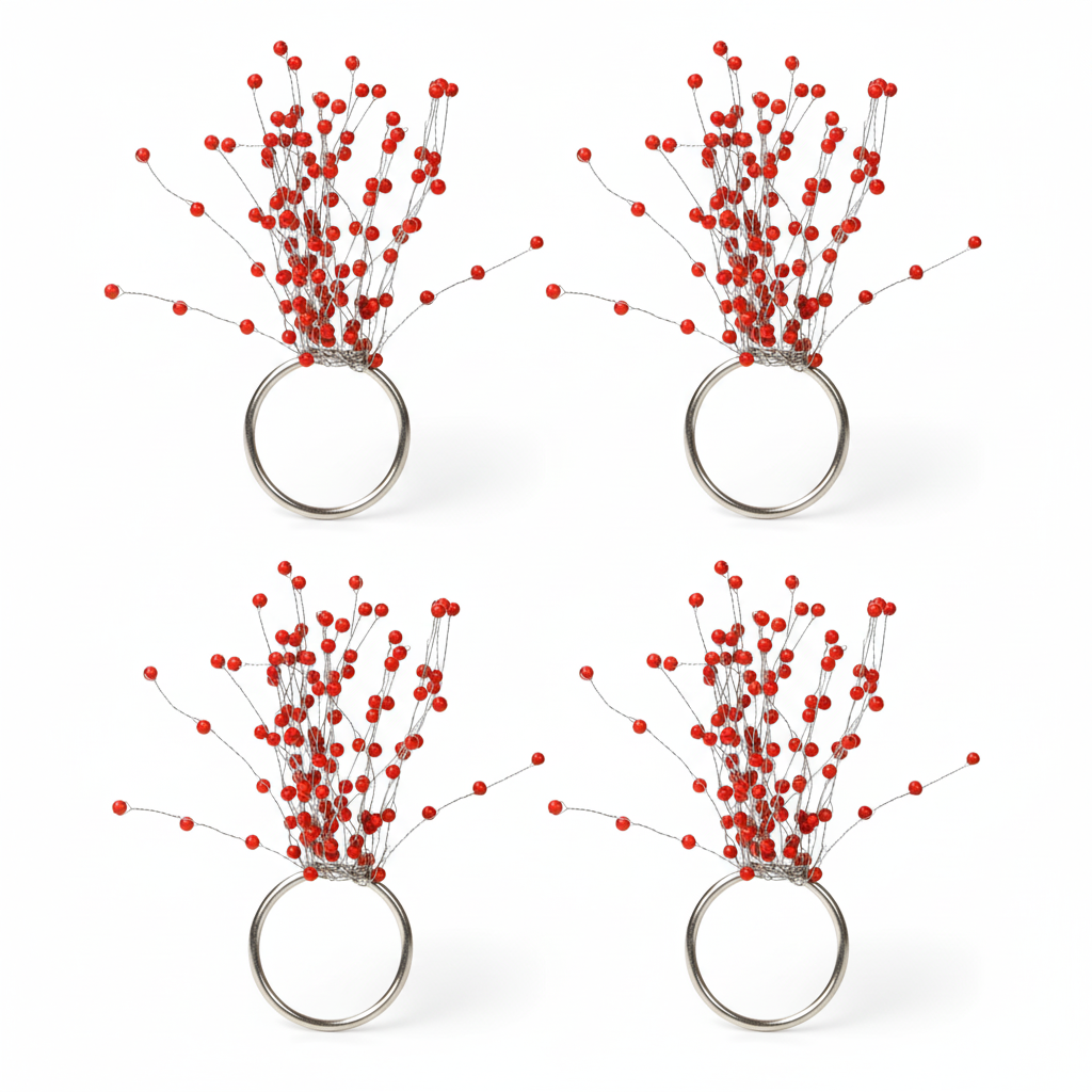 Ruby Radiance Burst Napkin Rings (Set of 4)