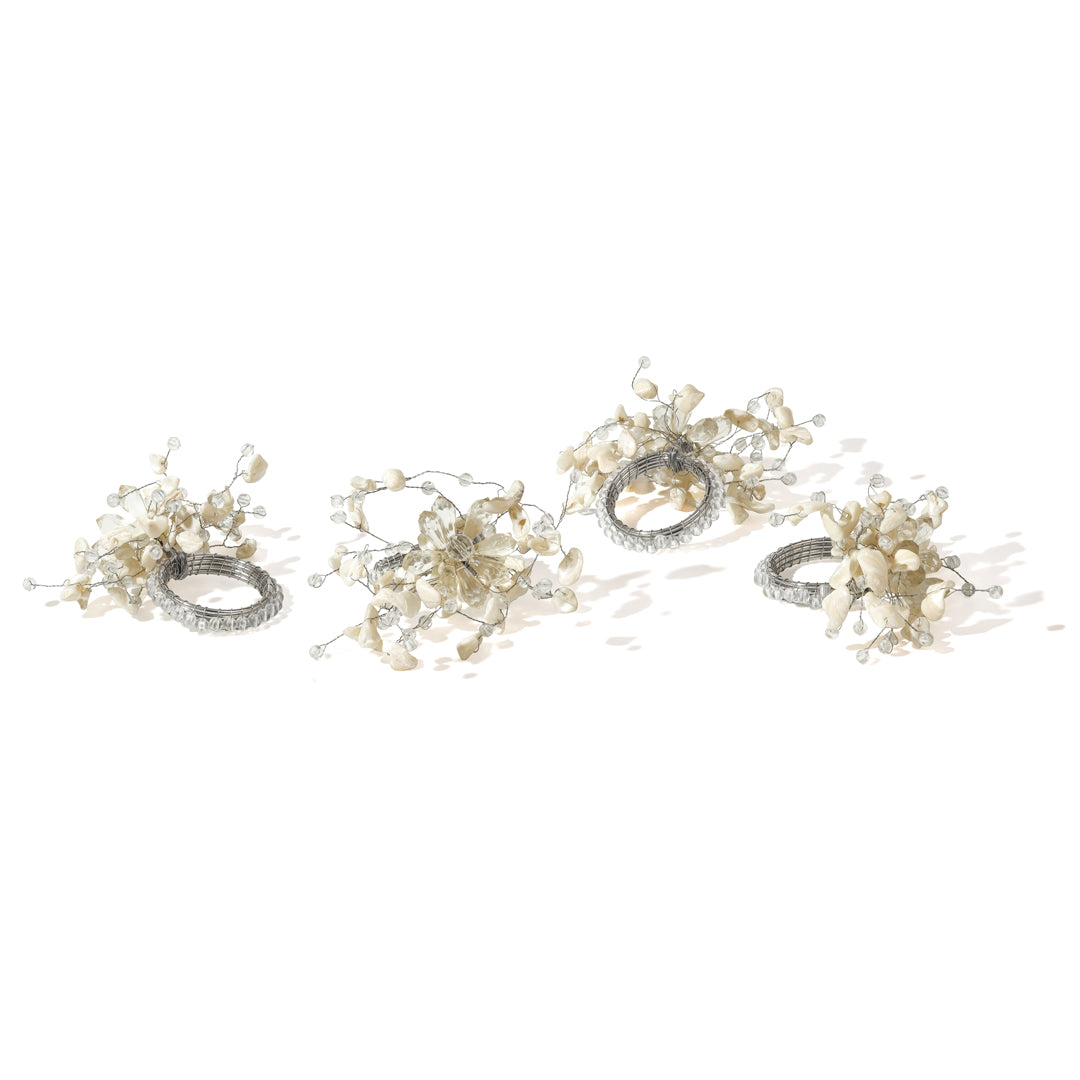 Opaline Bloom Napkin Rings – Set of 4