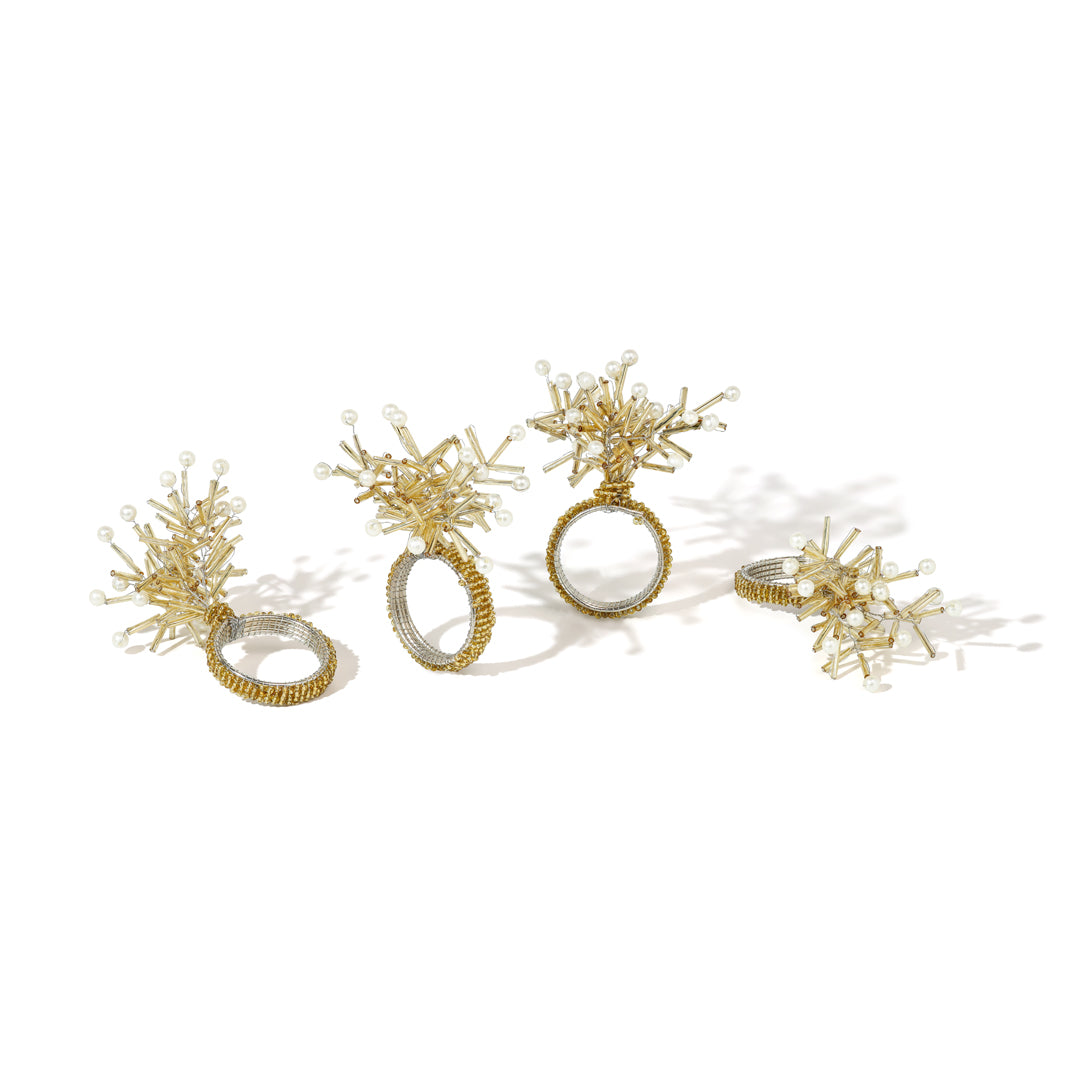 Golden Nova Starburst Napkin Rings (Set of 4)