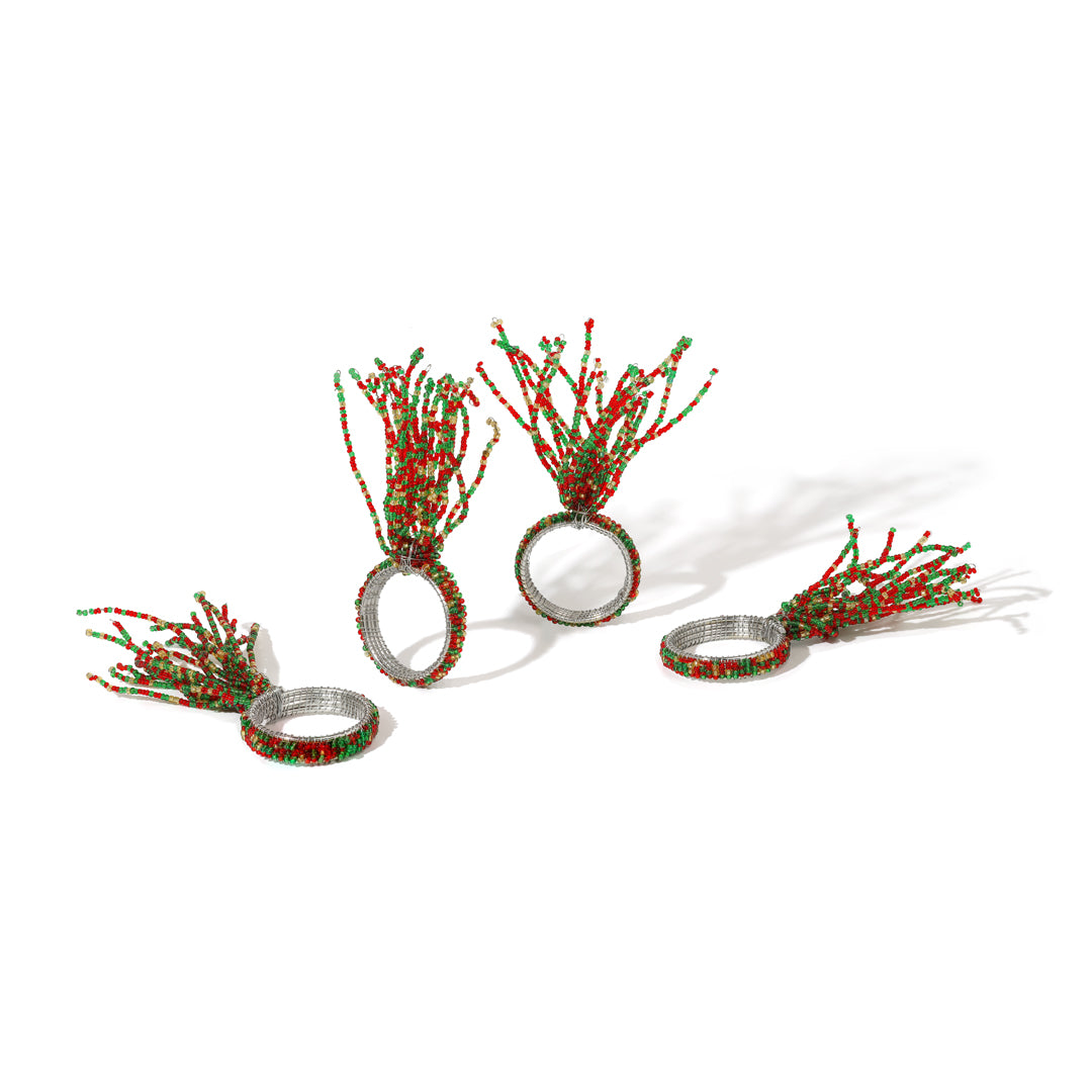 Holly Berry Fireworks Napkin Rings (Set of 4)