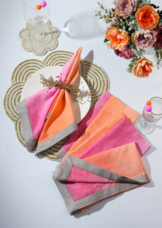SCoral Sunset Tie-Dye Napkin Set