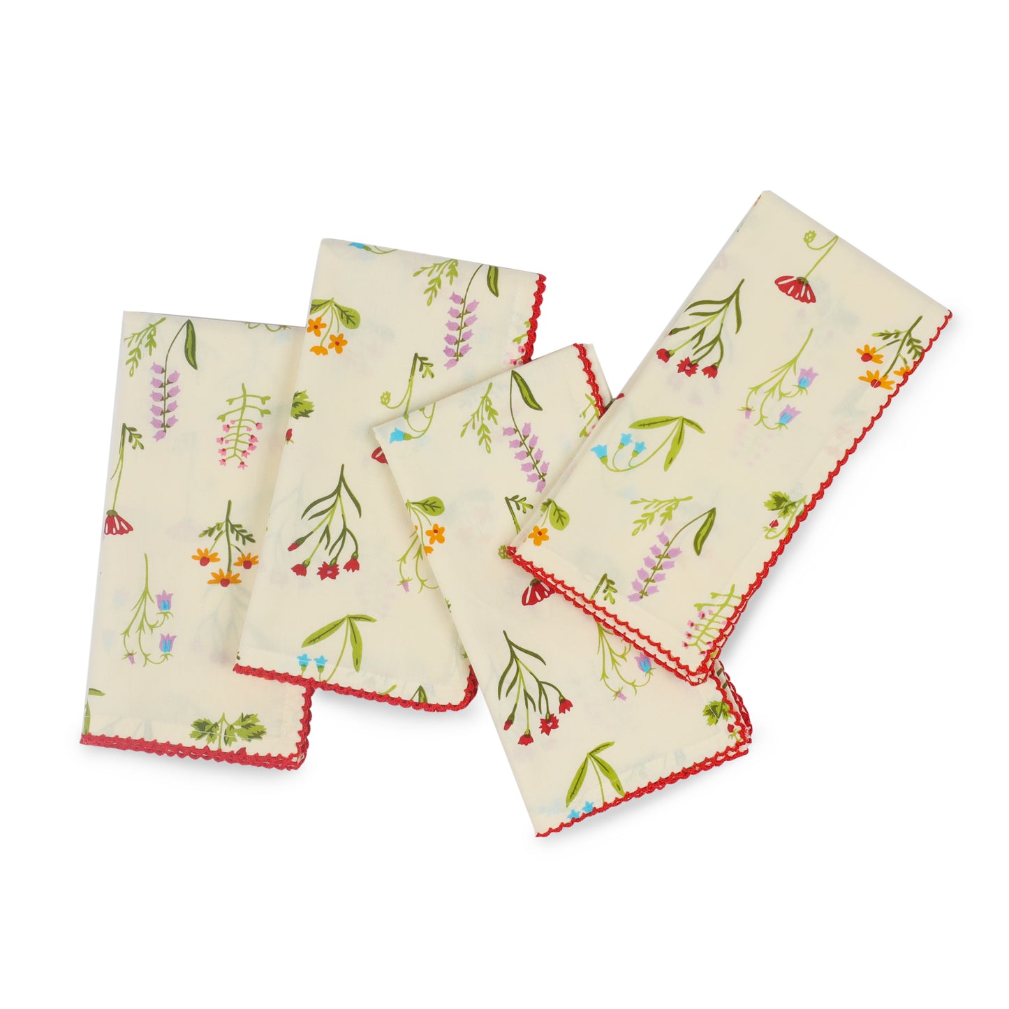 Spring Palette Block Print Cotton Napkins tiramisuusa