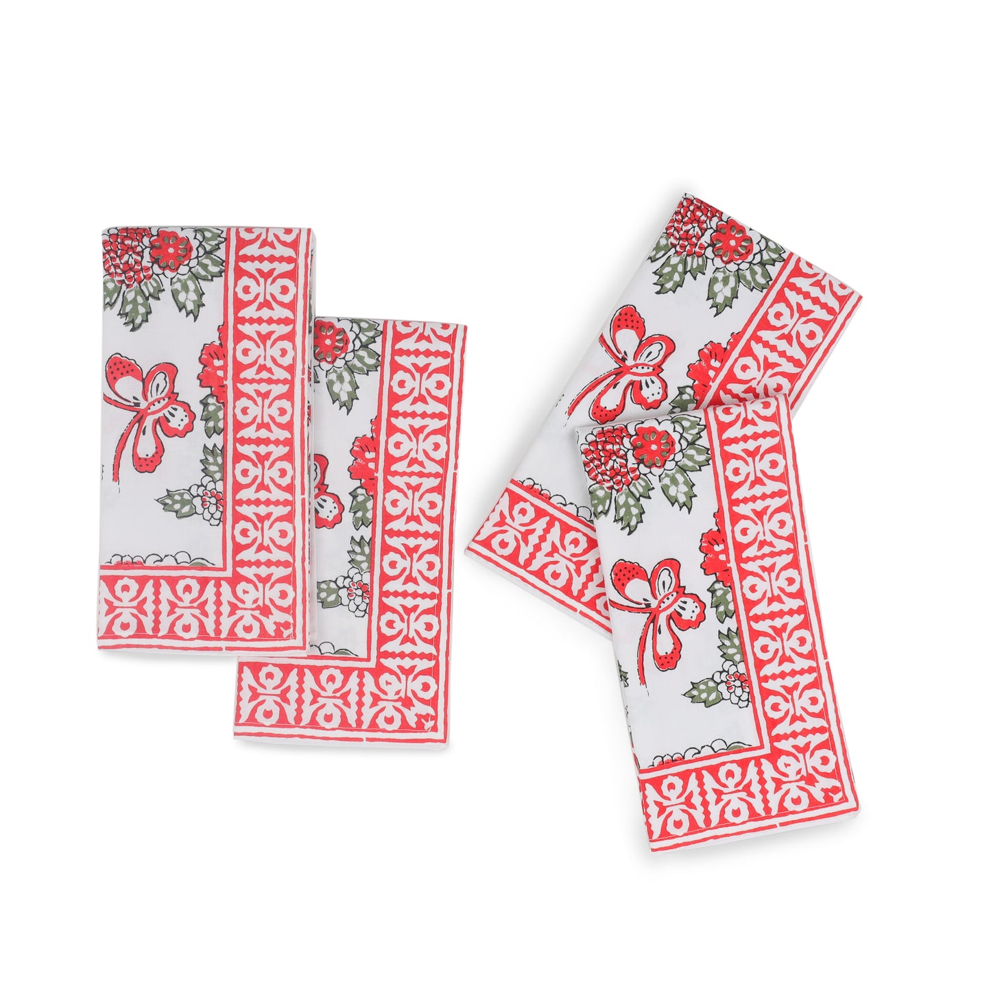 Flutter & Bloom Block Print Cotton Napkins tiramisuusa