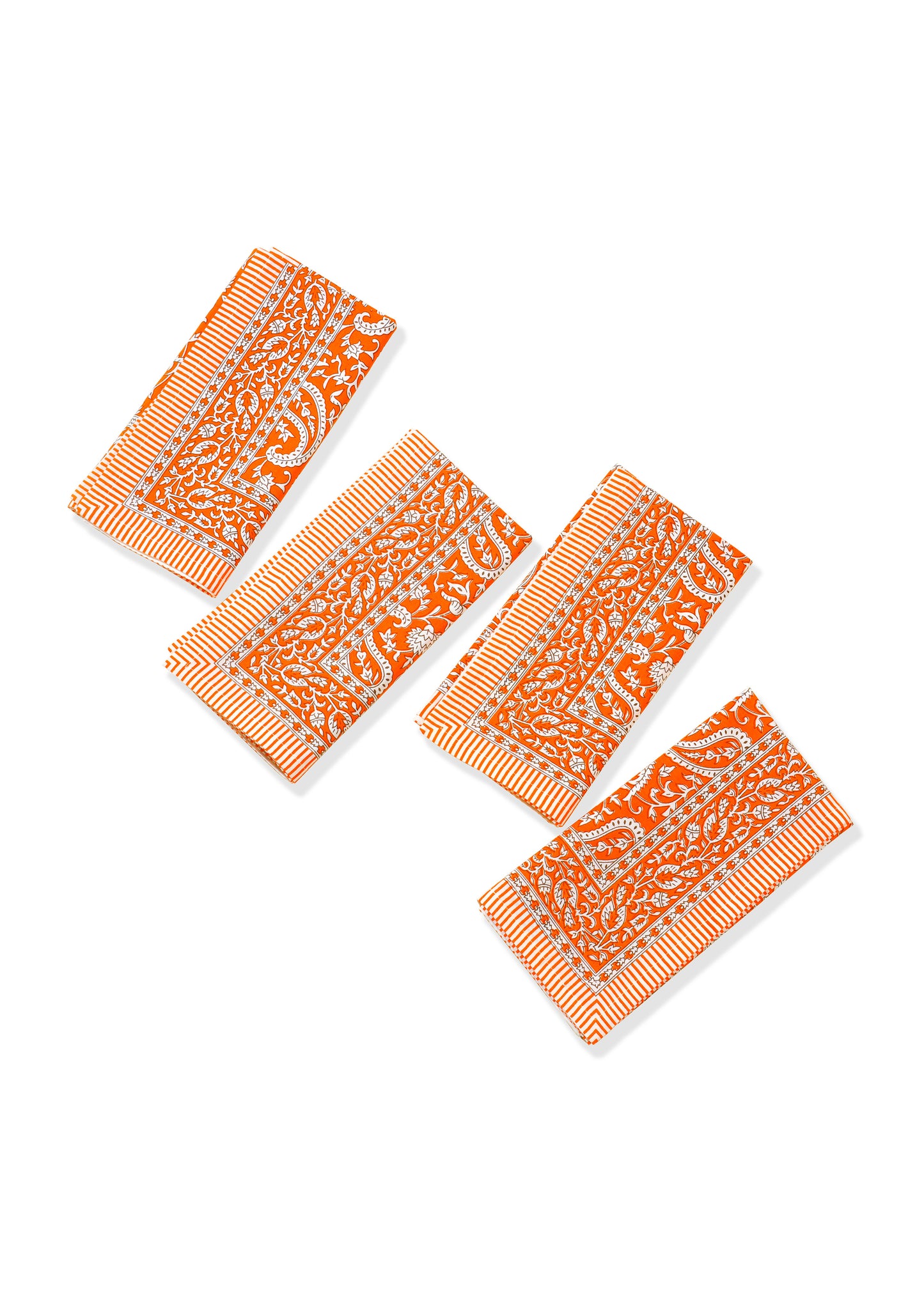 Tangerine Twirl Block Print Cotton Napkins tiramisuusa