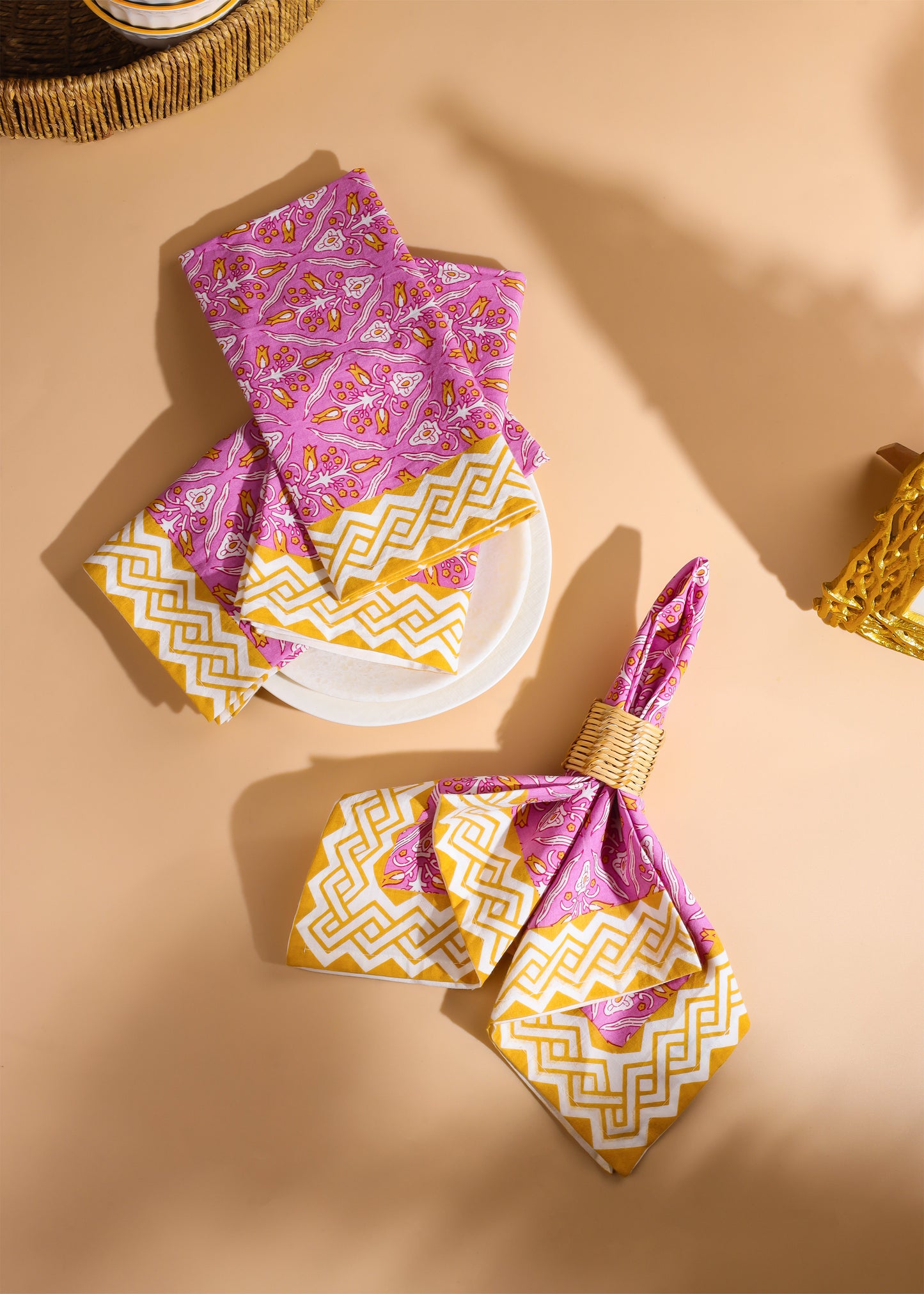 Orchid Luxe Block Print Cotton Napkins