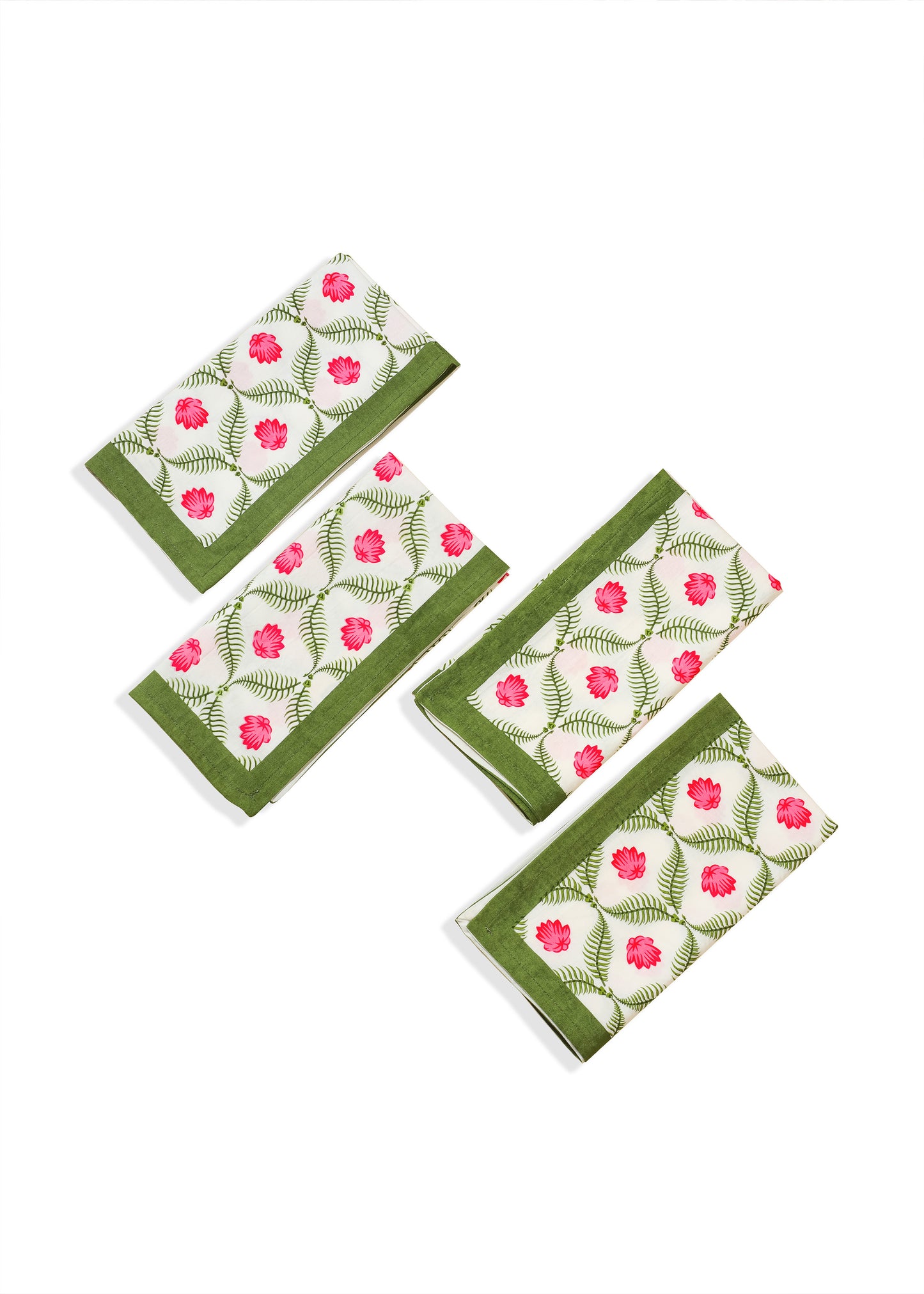 Lotus Garden Block Print Cotton Napkins