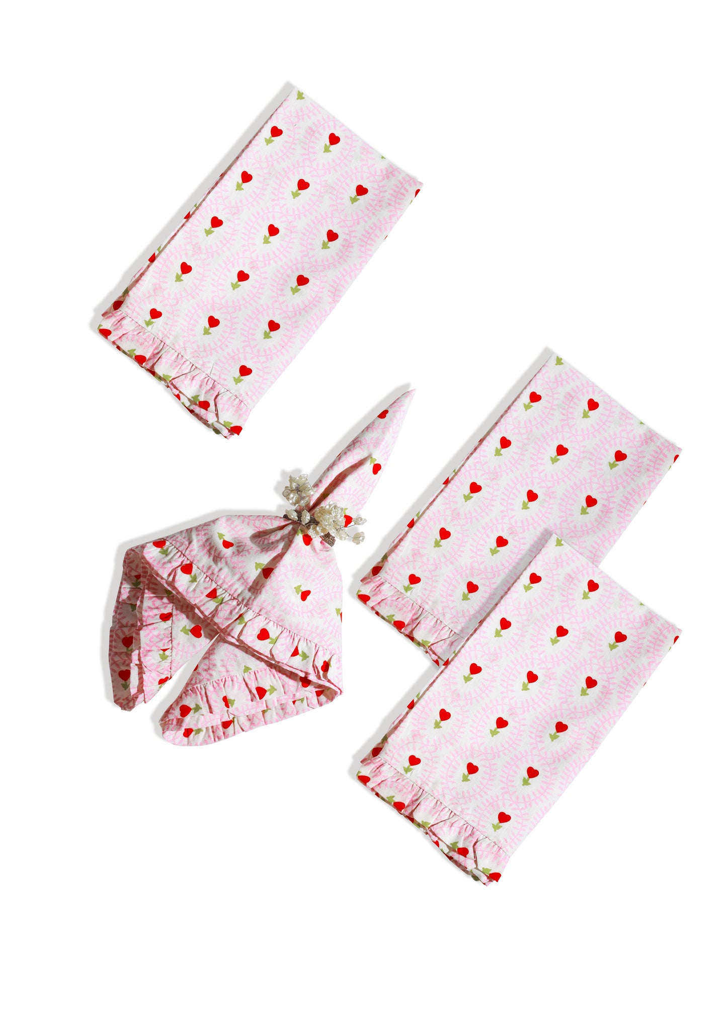 Sweetheart Tulip Ruffle Dinner Napkins (Set of 4)