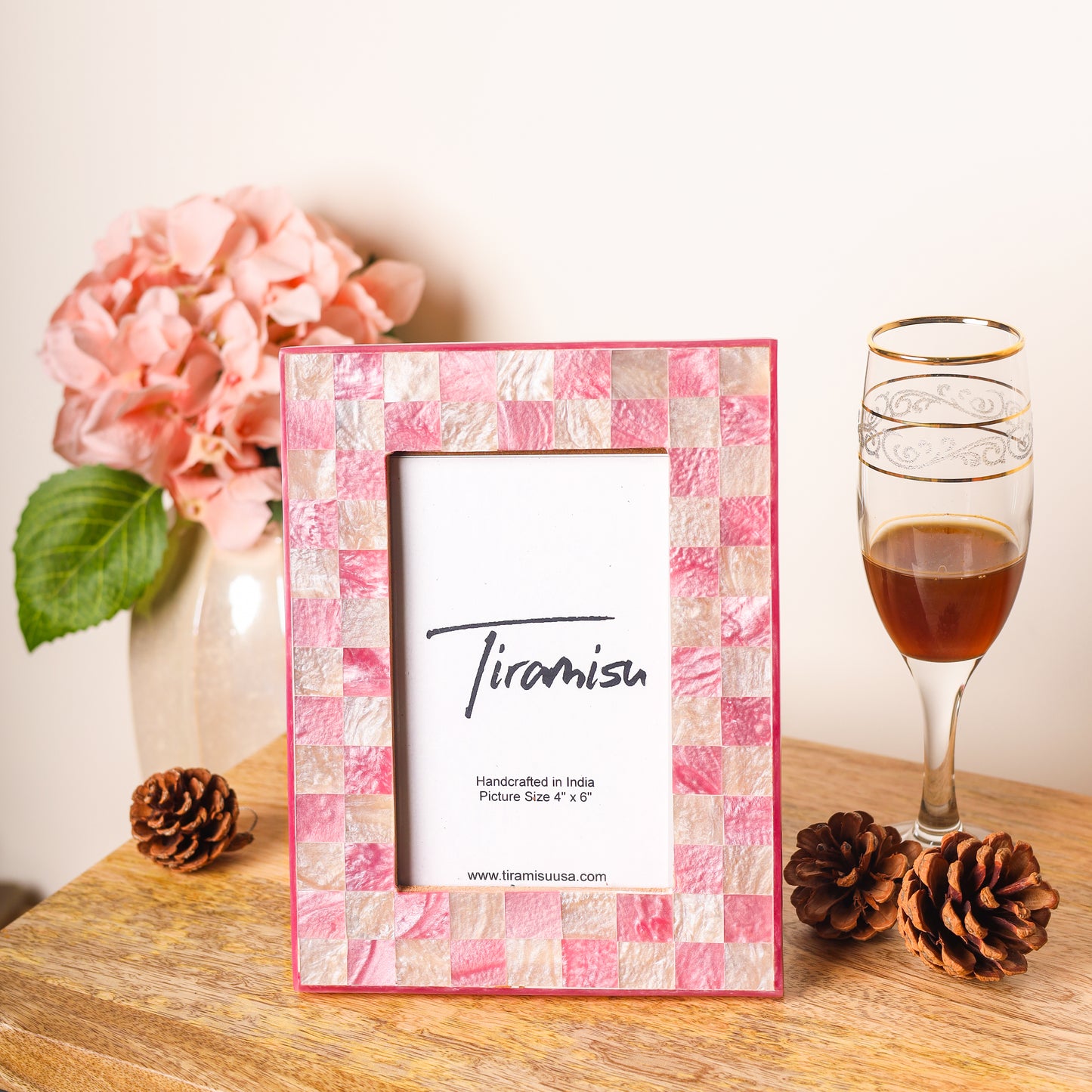 Pink Resin Checks Pattern Board Photo Frame tiramisuusa