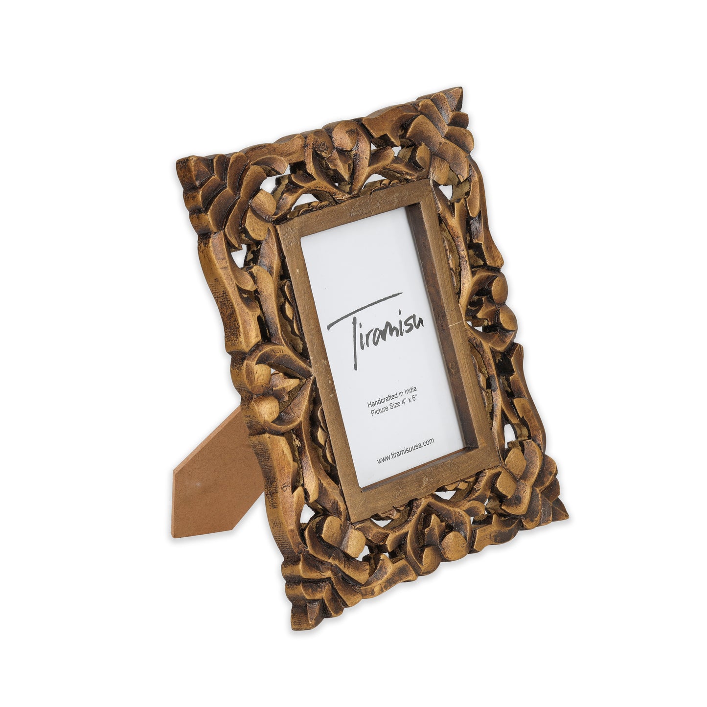Artisanal Heritage Wood Carving Photo Frame tiramisuusa